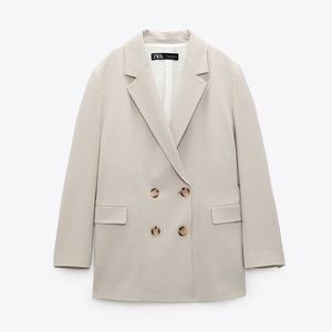 ZARA Oversized Double Breasted Striped Blazer